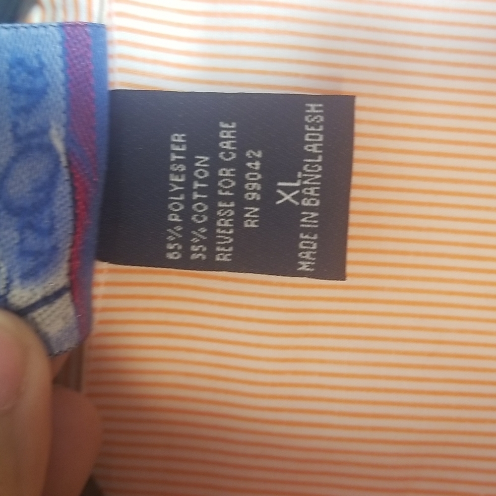 Orange pinstripe XL Las Olas Women's blouse, button up with  bedazzled decor - Picture 5 of 5
